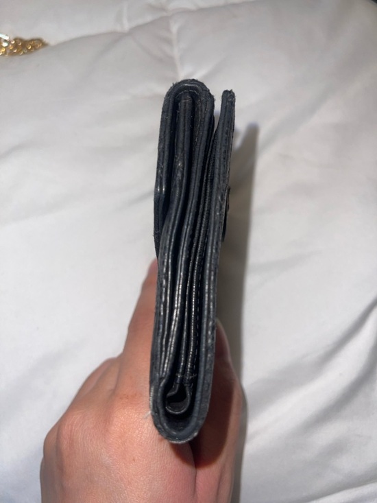 CHANEL Black Quilted Leather Wallet with Gold Chain - Picture 15 of 16